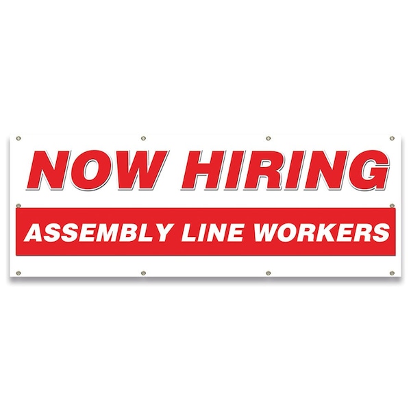 Signmission Now Hiring Assembly Line Workers Banner Apply Inside Accepting Application Single Sided B-96-30194 - main